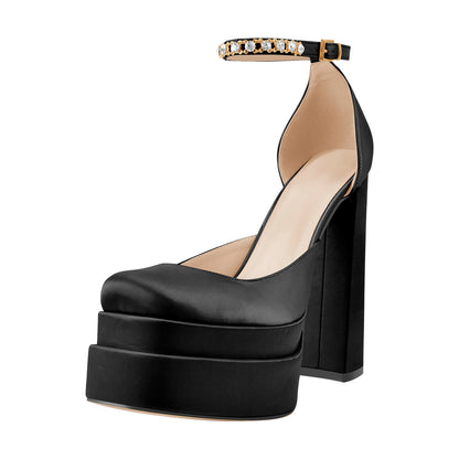 Silk-like Platform Chunky High Heels Pumps