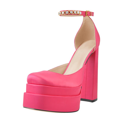 Silk-like Platform Chunky High Heels Pumps