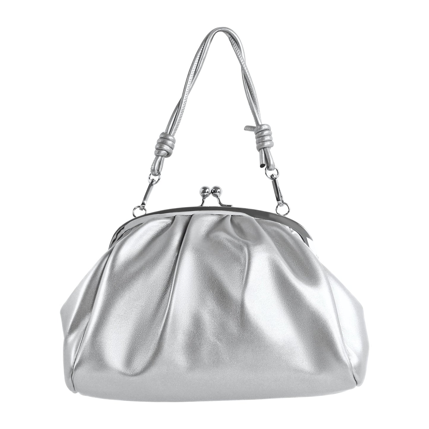 Silver Metallic Colore Crossbody Handbag