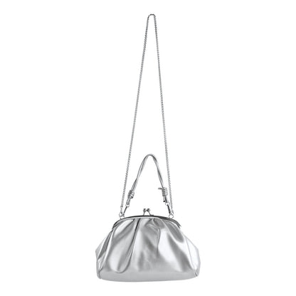 Silver Metallic Colore Crossbody Handbag