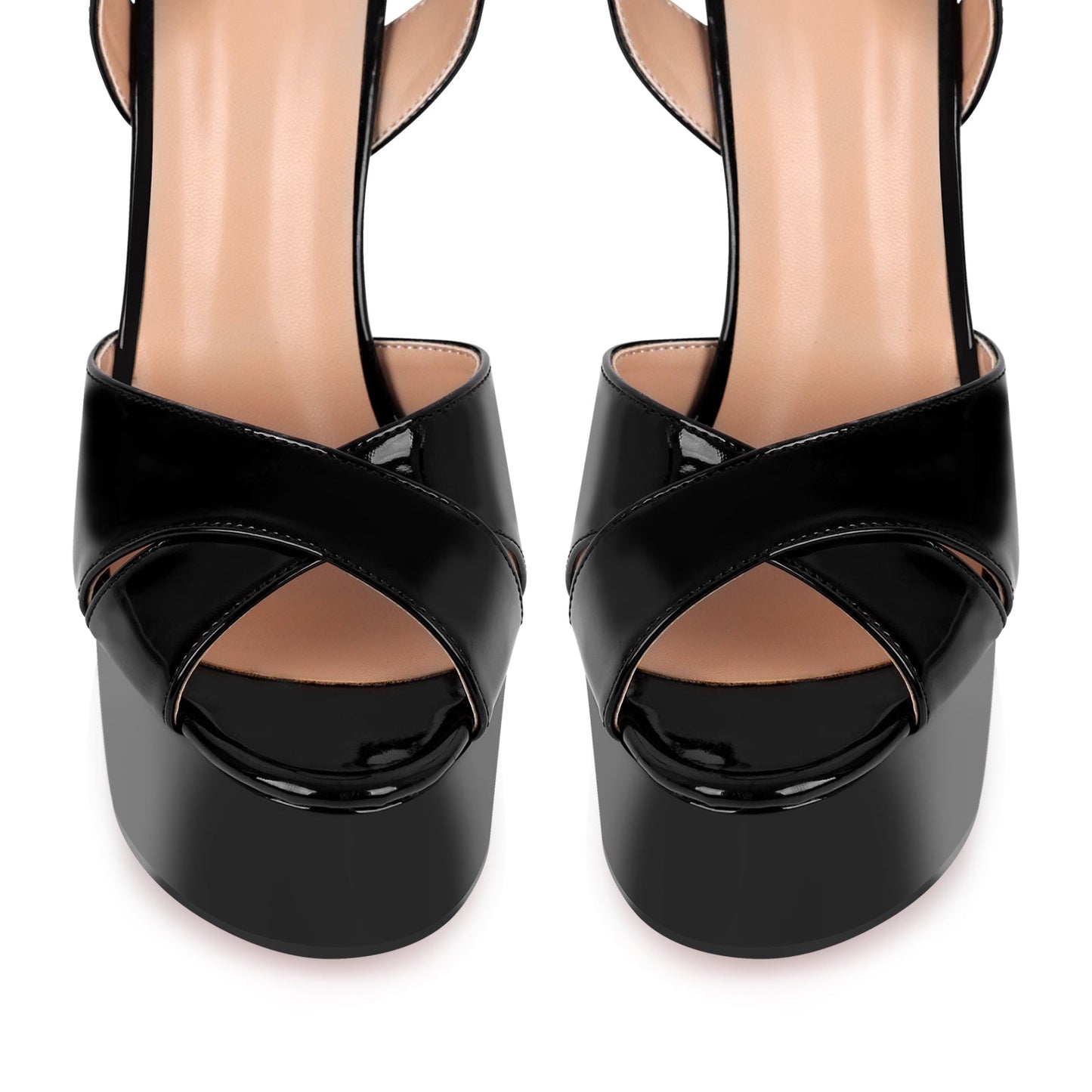 Black Platform Chunky Heel Ankle Strap Sandals