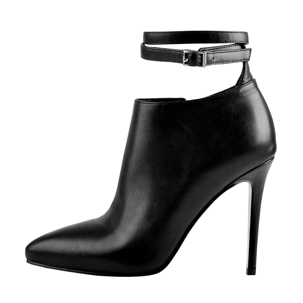 Pointed Black Matt High Heel Zipper Ankle Boots