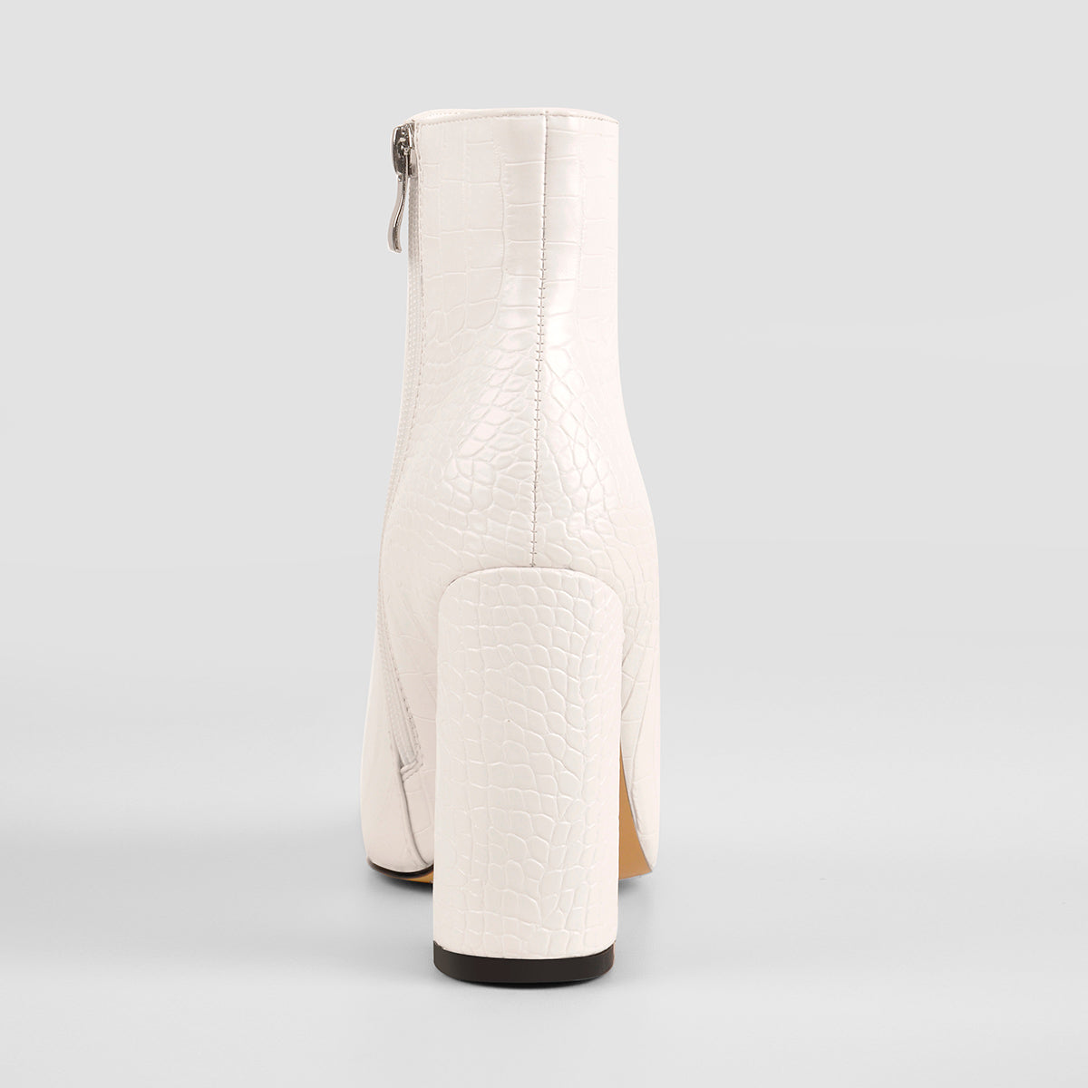 White Stone Pointed Toe Ankle Zipper Boots