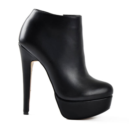 Black Platform Zipper Stiletto Ankle Boots