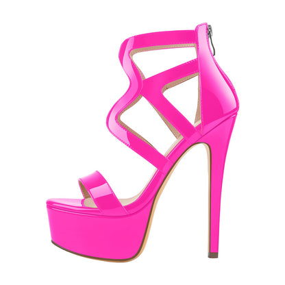 Platform Gladiator Cut Out Stilettos High Heels Sandals