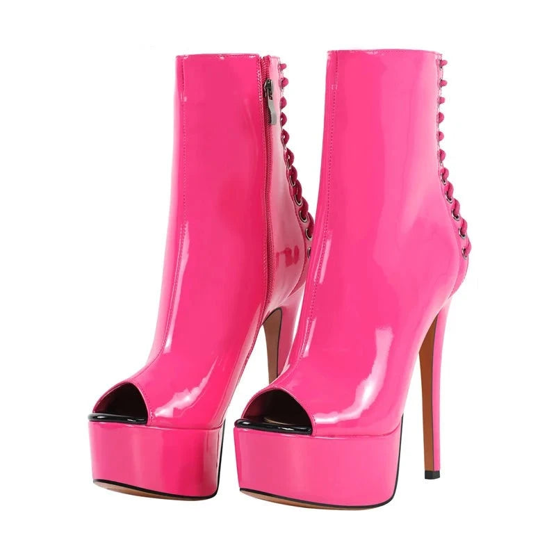 Pink Peep Toe Sissy Booties