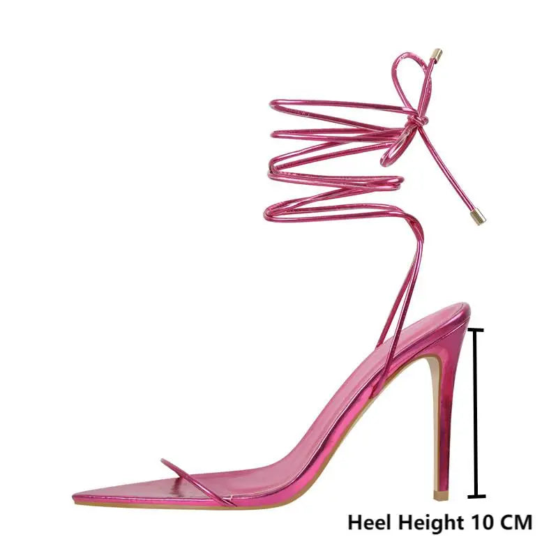 Pink Sissy Lace Up Sandals