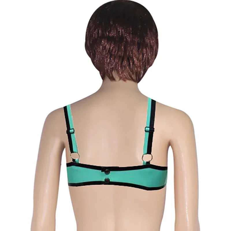 Seductive Green Latex Bow Bra - 0.4mm Thick - Perfect for Latex Lovers