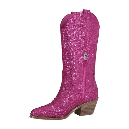 Knee High Crossdressing Rhinestone Booties