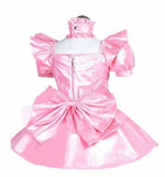 Pink Sissy Maid Girl Lockable Satin Dress