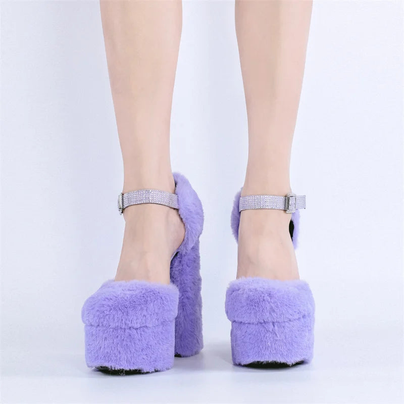 Crossdressing Fur Platform Sandals