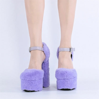 Crossdressing Fur Platform Sandals