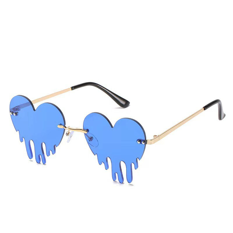 Heart Tear Shape Rimless Sunglasses