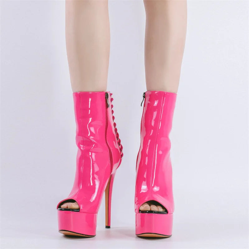 Pink Peep Toe Sissy Booties