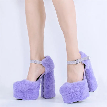 Crossdressing Fur Platform Sandals