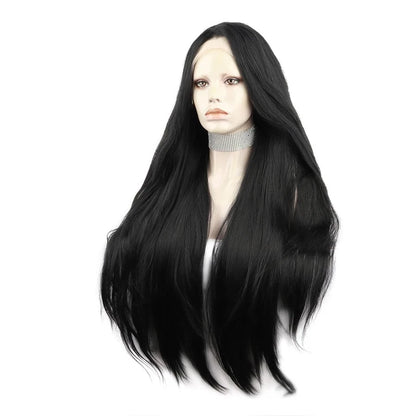 Sultry Silhouette: Jet Black 30-Inch Front Lace Wig for Captivating Feminine Flair - Sissy Panty Shop