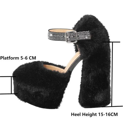 Crossdressing Fur Platform Sandals