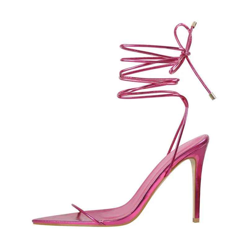 Pink Sissy Lace Up Sandals