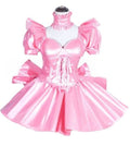 Pink Sissy Maid Girl Lockable Satin Dress