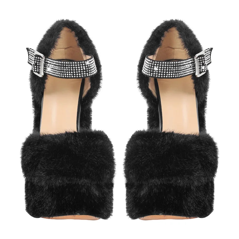 Crossdressing Fur Platform Sandals