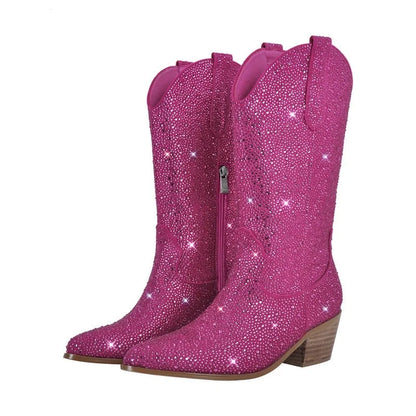 Knee High Crossdressing Rhinestone Booties