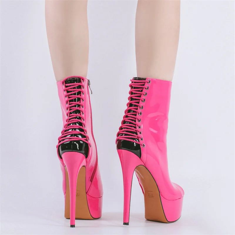 Pink Peep Toe Sissy Booties