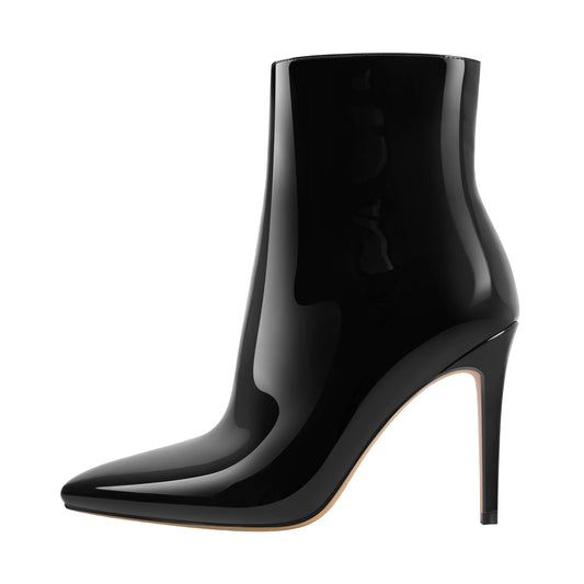 Pointed Toe Stiletto Patent Ankle Boots