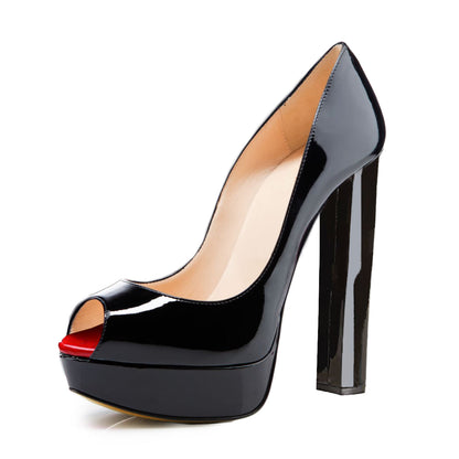 Peep Toe Platform Chunky High Heel Pumps