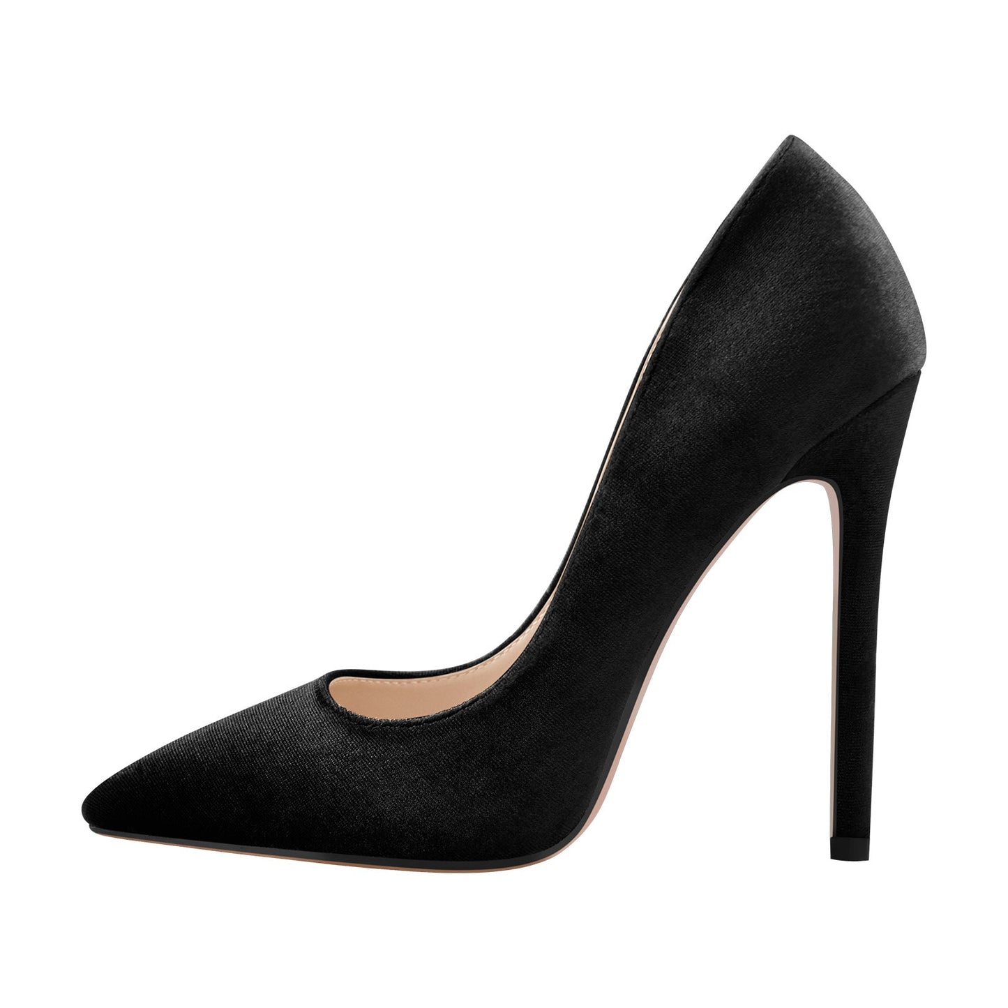 Pointed Toe Stiletto Slip-On Black Velvet Pumps