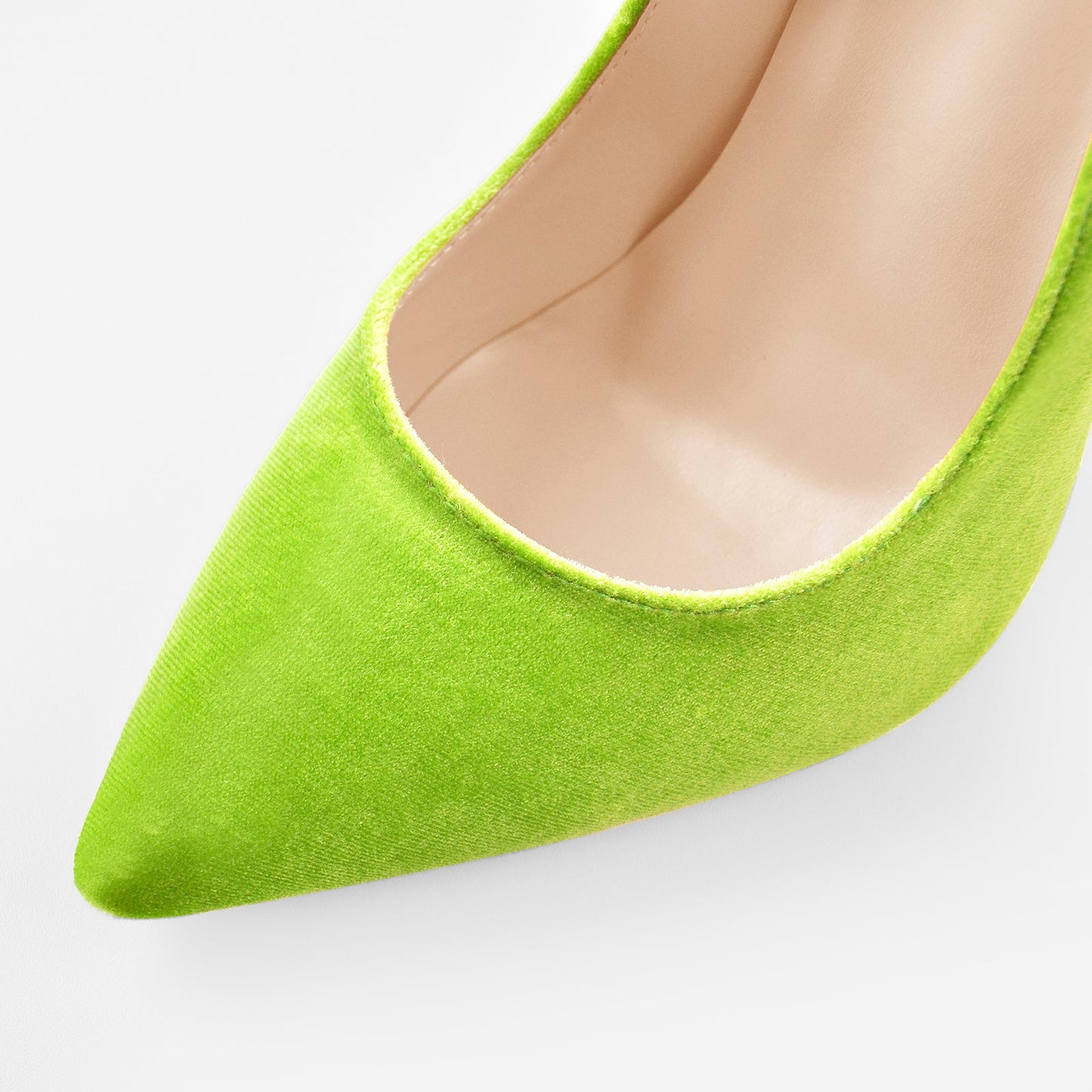 Pointed Toe Stiletto Slip-On Green Velvet Pumps