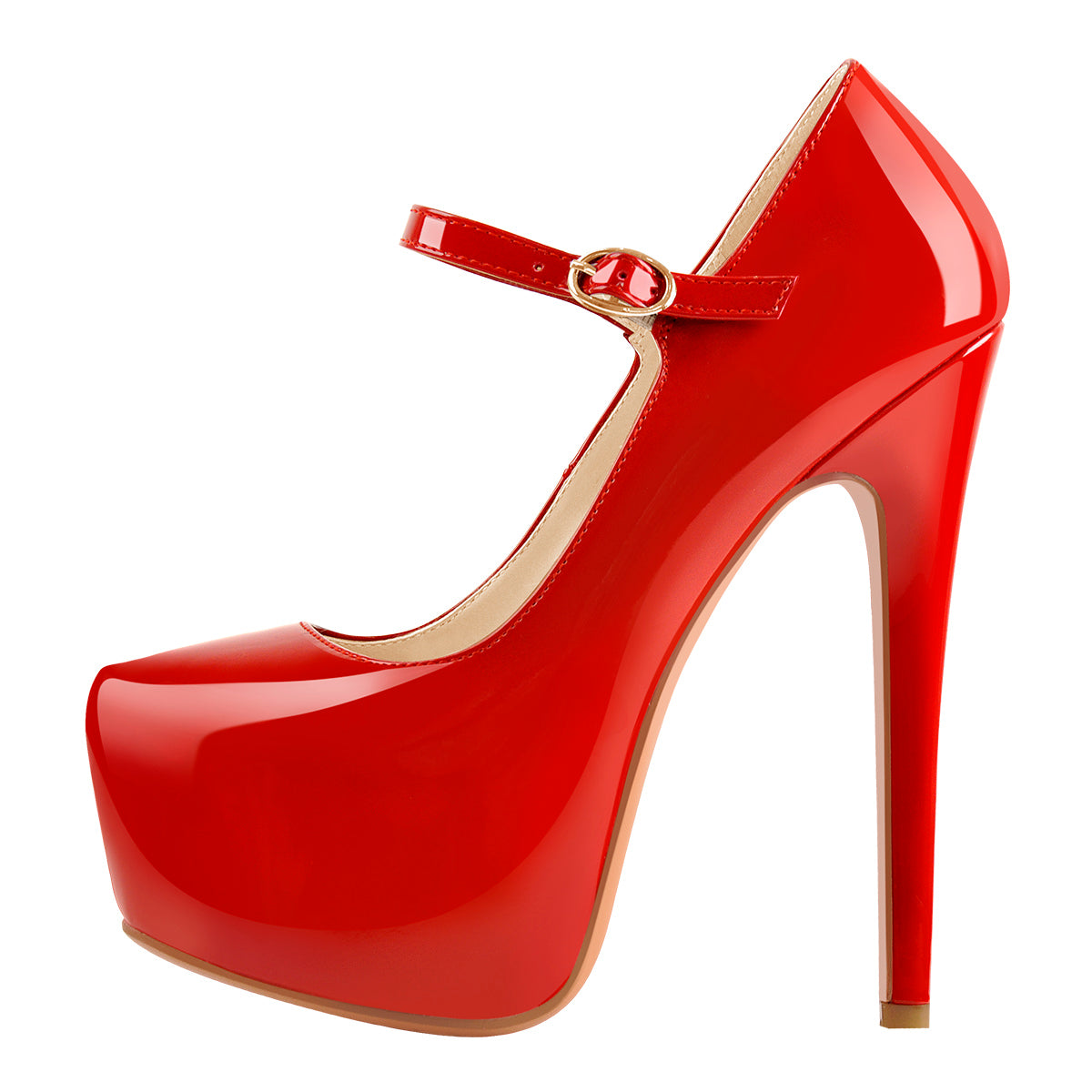 Mary Jane Platform Red Pointed Toe Stiletto High Heels Pumps