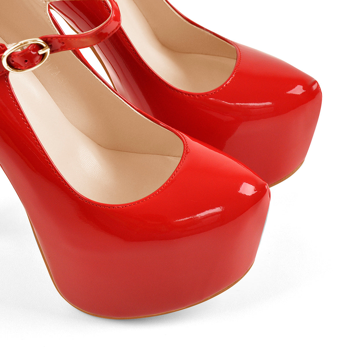 Mary Jane Platform Red Pointed Toe Stiletto High Heels Pumps