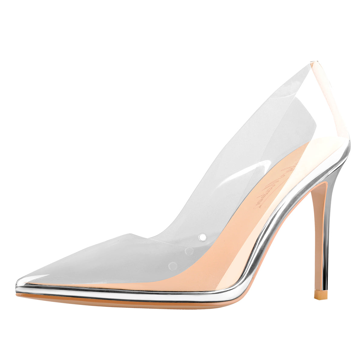 Transparent Pointed Toe Slip on High Heel Stiletto Pumps