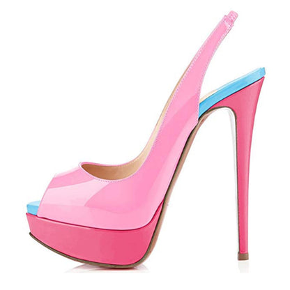 Peep Toe Platform Stiletto Slingback Sandals