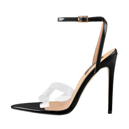 Clear Cross Band Open Toe High Heel Sandals