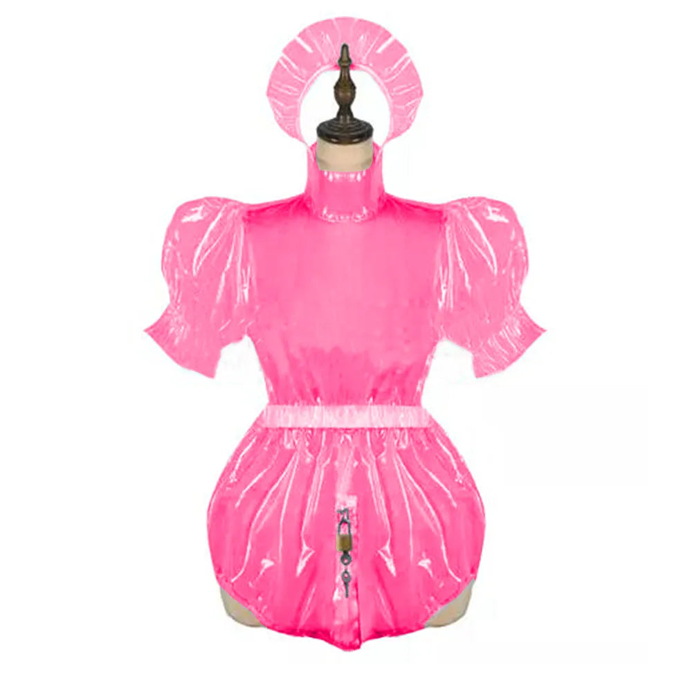 Lockable Sissy Romper: Shimmering Clear Maid Bodysuit for the Bold Crossdresser - Sissy Panty Shop