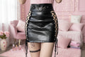 Seductive Lace-Up Crocodile Faux Leather Mini Skirt for Sissy Boys