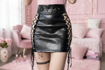 Seductive Lace-Up Crocodile Faux Leather Mini Skirt for Sissy Boys