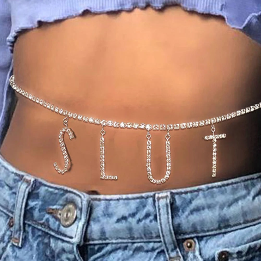 Sissy Slut Rhinestone Body Chain - Sissy Panty Shop