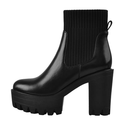 Round Toe Platform Chelsea Boots