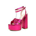 💖 Sissy Barbie Dream Heels – 15cm Hot Pink Metallic Platform Sandals 💖