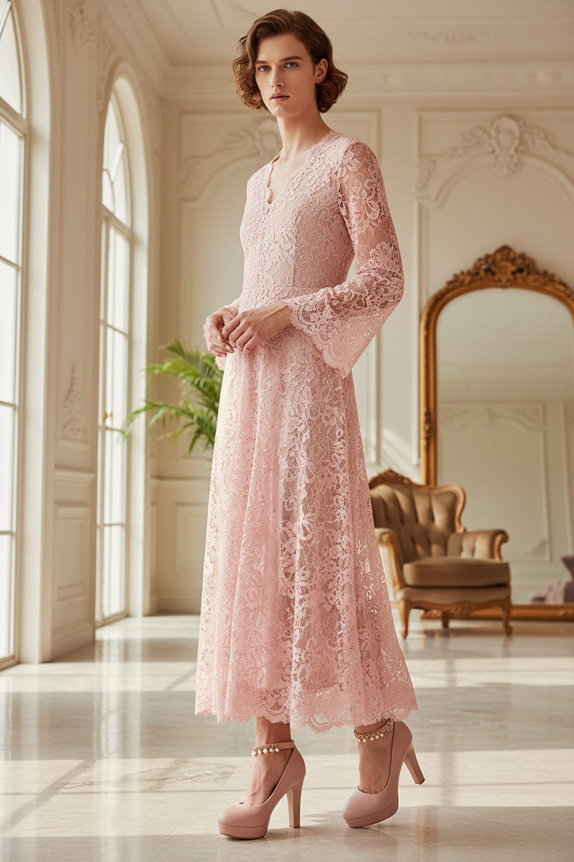 "Sissy Amy" Square Heel Pumps – Blush Pink Heels for Sissies & Crossdressers