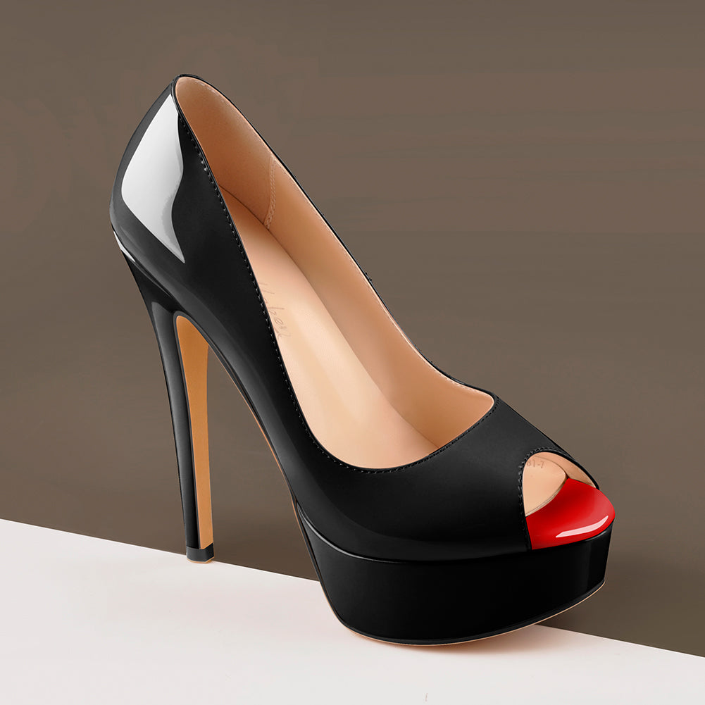 Peep Toe Platform Stiletto High Heel Pumps