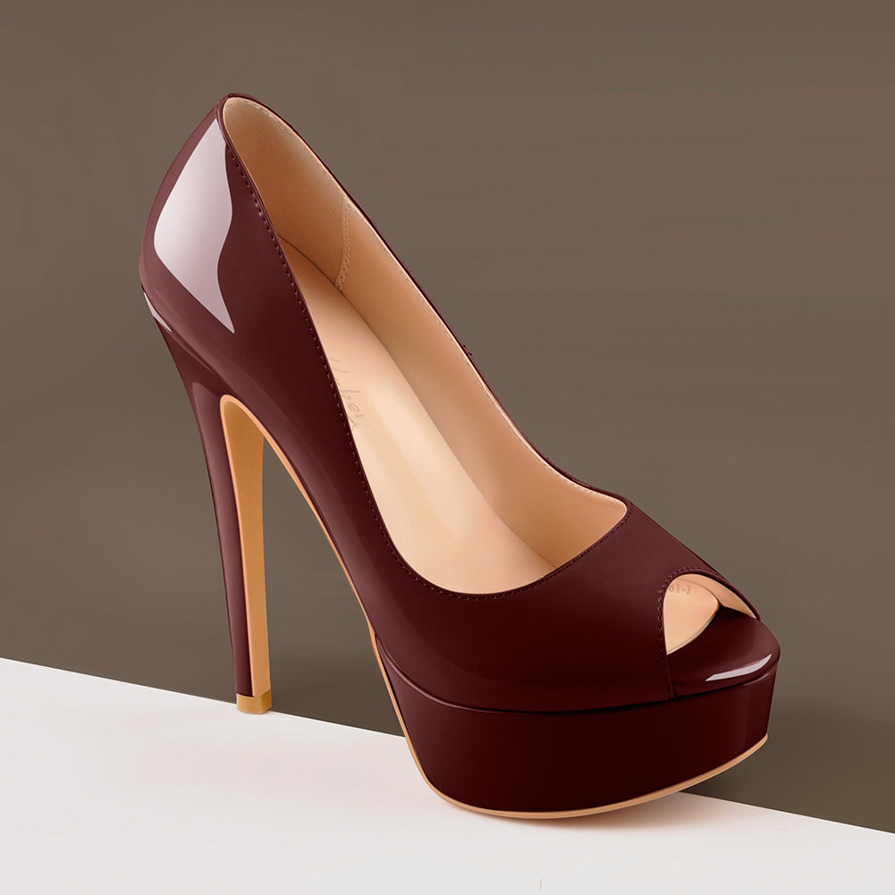 Peep Toe Pumps Platform Stiletto High Heels Pumps