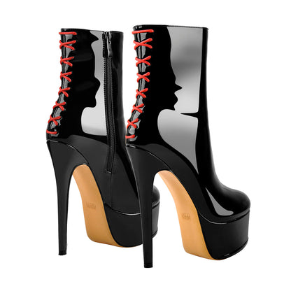 Platform Stiletto High Heel Patent leather Ankle Boots