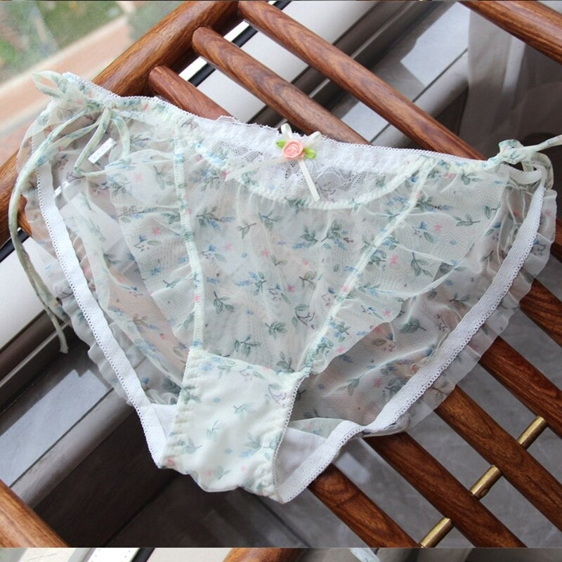 Sissy Romance Frilly Floral Briefs Set (4pcs) - Sissy Panty Shop