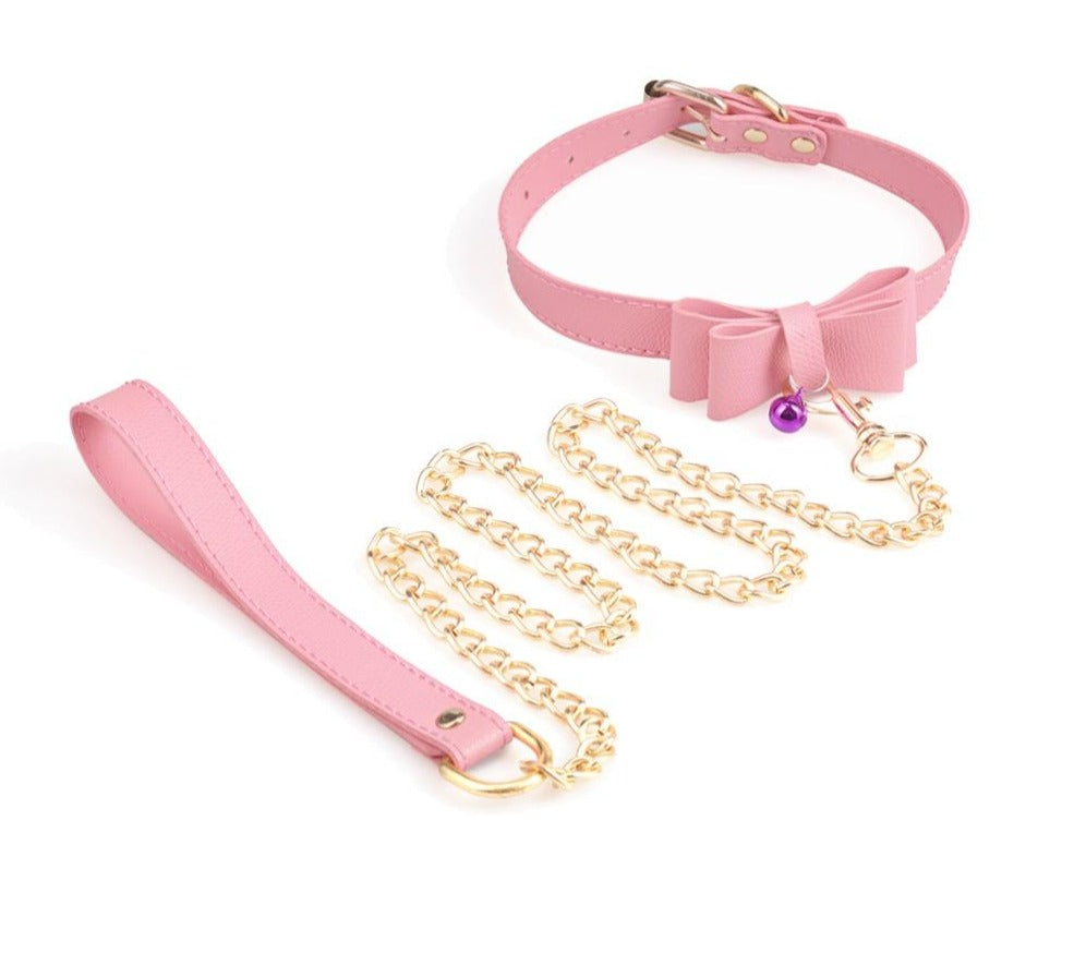 Pink Bow Sissy Slave Collar - Sissy Panty Shop