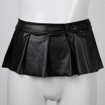 Slutty Sissy Leather Pleated Miniskirt - Sissy Panty Shop