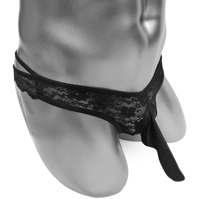 Floral Sissy Thong With Penis Sheath Pouch - Sissy Panty Shop