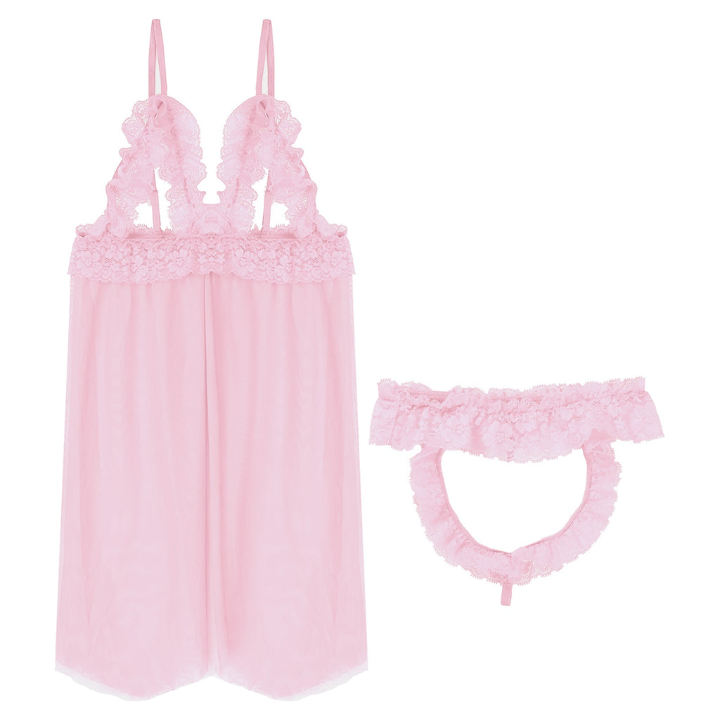 Open Front Frilly Sissy Dress - Sissy Panty Shop